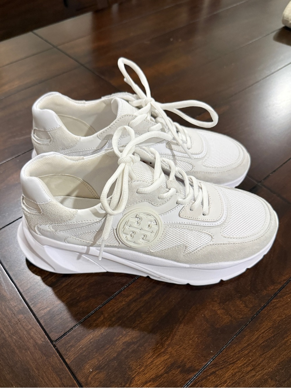 Tory Burch Sawyer Trainer Sneakers White Leather Mesh Size 7.5 - Picture 5 of 8